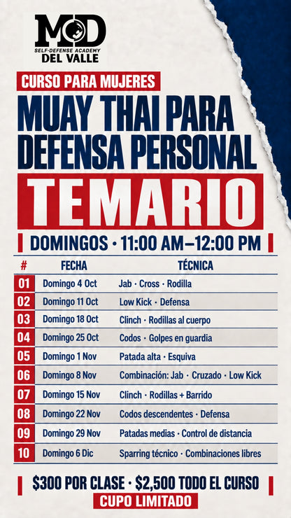 Curso Intensivo de Defensa Personal para Mujeres - Por clase o Todo el Curso